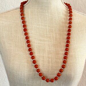 Orange Silk Thread Beaded Necklace
